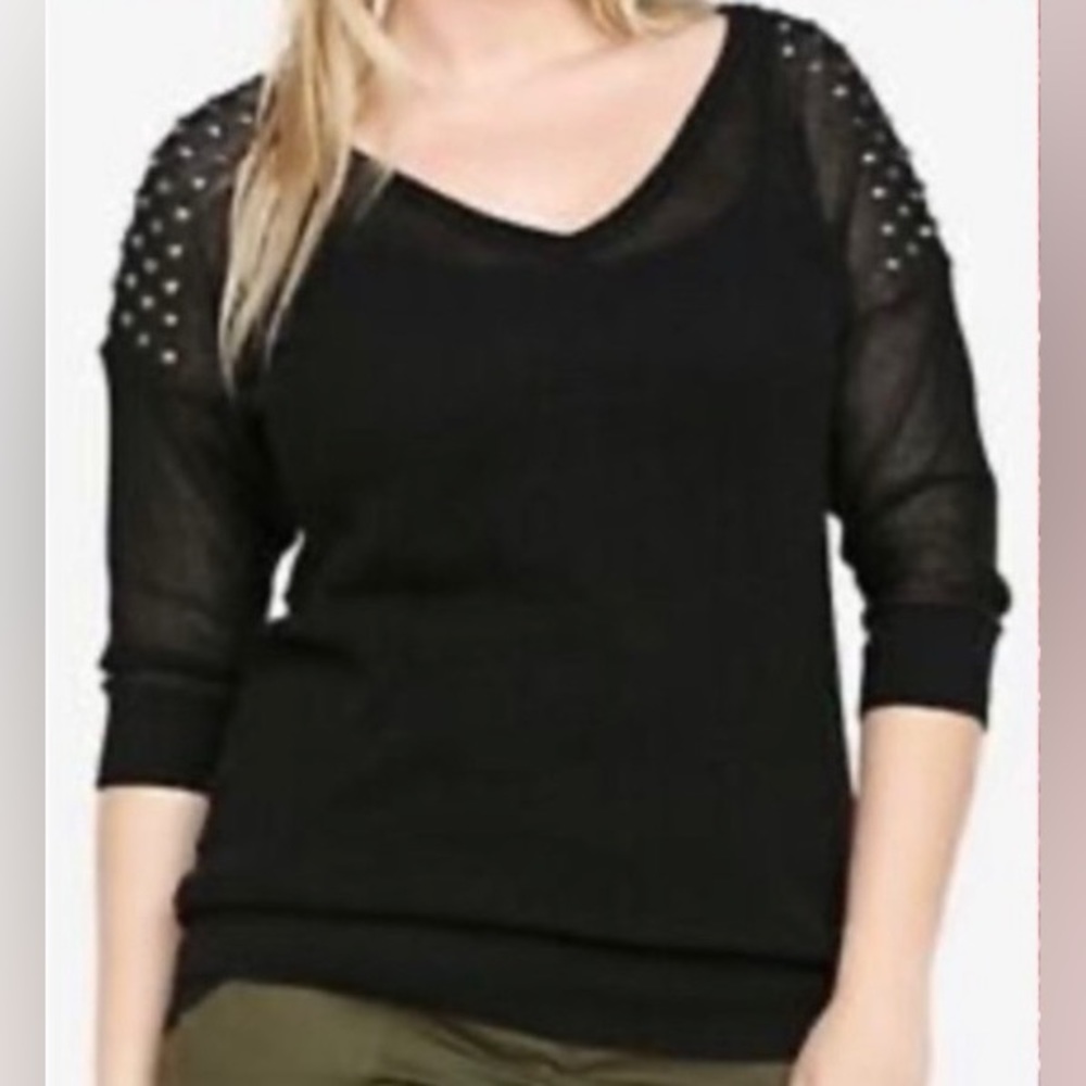 Rare Torrid black fishnet spike stud shoulder 2x